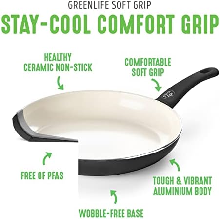 GreenLife Soft Grip Healthy Ceramic Nonstick 23 Piece Kitchen Cookware Pots and Frying Sauce Saute Pans Set with Kitchen Utensils, PFAS-Free, Dishwasher Safe, Black - Image 4