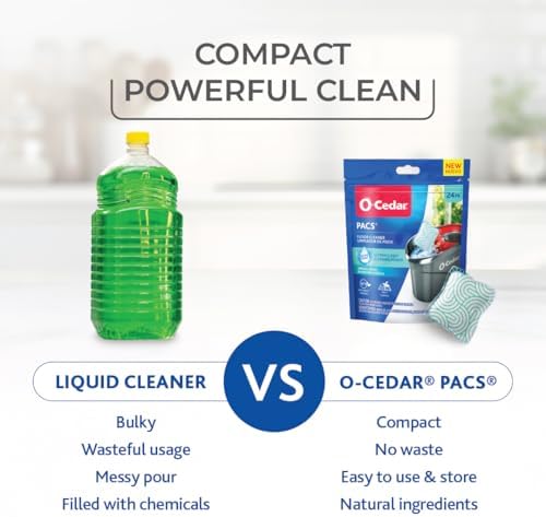O-Cedar PACS Floor Cleaner, Spring Fresh Scent – 24 Count | Enzyme-Powered Pods for Streak-Free Cleaning on Wood, Tile & Laminate Floors - Image 4