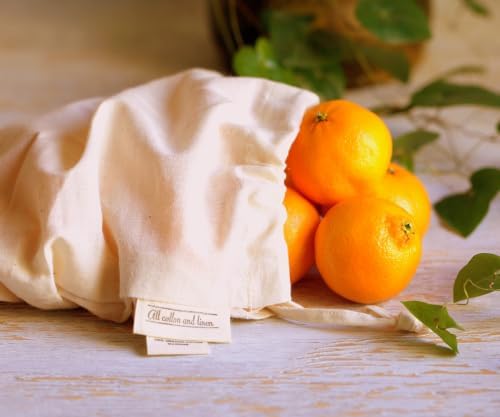 Muslin Cloth Bags, 100% Cotton, Set of 6 X-Large (14 x 18 in), Reusable Food Storage Bags for Fruits, Drawstring Muslin Bag, Produce Bags, Vegetables, Grocery Reusable Shopping Bags - Image 3