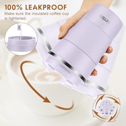 KETIEE Travel Mug 12oz: Insulated Coffee Mug with Leakproof Lid, Travel Coffee Mug Vacuum Stainless Steel Double Walled Reusable Coffee Cup for Hot and Iced Coffee Tea Water (Purple) - Image 4