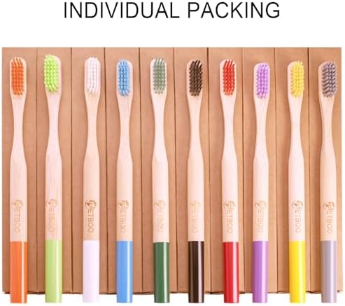 10 Pack Soft Bristles Bamboo Toothbrushes, Plastic Free Toothbrush - Image 7