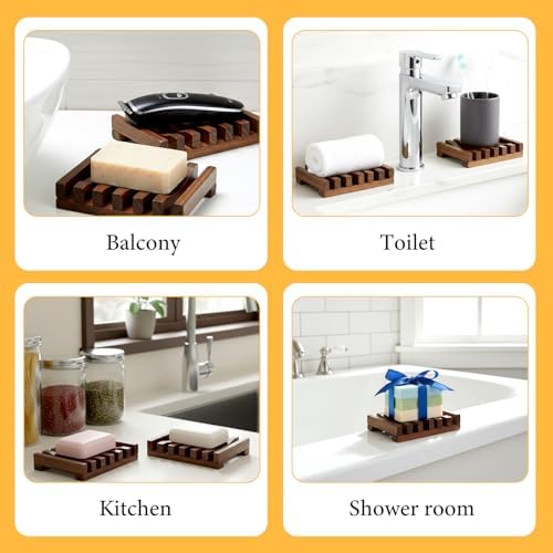 TIESOME 2 Pack Teak Soap Dish, Wooden Soap Holder, Natural Teak - Image 7
