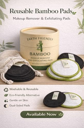 Reusable Bamboo Makeup Remover and Exfoliating Pads- Eco-Friendly, Reusable and Washable Facial Cleansing Pads (12 Pack) - Image 2