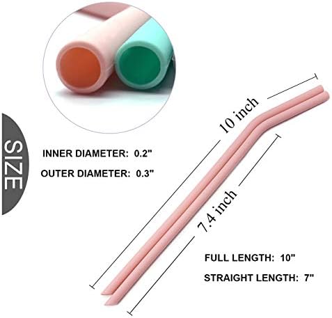 Senneny Set of 6 Silicone Drinking Straws for 30oz and 20oz - Reusable Silicone Straws BPA Free Extra Long with Cleaning Brushes- 6 Bent- 6mm diameter - Image 2