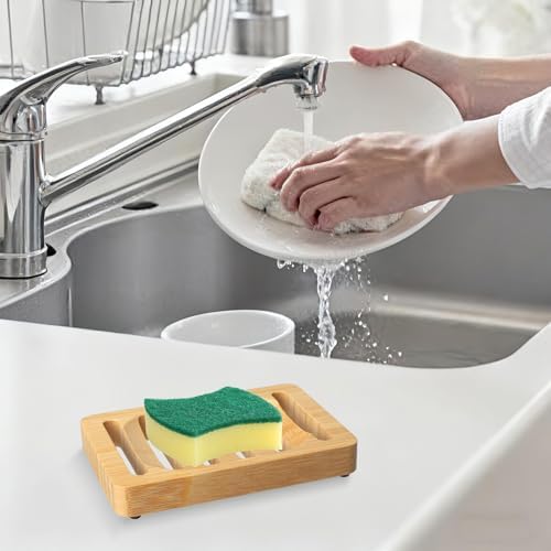 Wooden Soap Dish, Bamboo Soap Holder for Shower, Self Draining Tray - Image 7