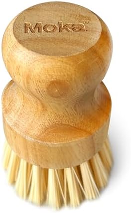 Moka Bamboo Dish Brush - Eco Friendly Scrub Brush with Natural Bristle - Premium Bamboo Dish Scrubber for Kitchen Cleaning, Dishes, Pots, and Pans - Sustainable and Durable (Single Brush) by Unknown