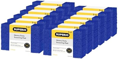Scouring Pad Non-Scratching Scrubber Non-Scratch Cleaning Scrub Pads Heavy Duty Scouring Pad Reusable Kitchen Scrubbing Pad Pack of 36 Blue, by Superio by Superio