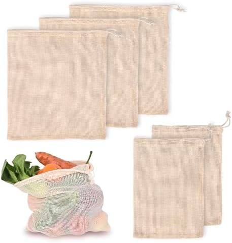Reusable Bags Produce Bags Reusable Washable - Vegetable Bags, Grocery Bags, Cotton Mesh Bags for Farmers Market, Beach, and Refrigerator Storage Vegetables (12) by Hndnrxue