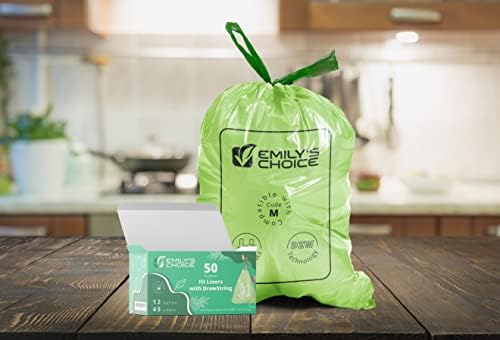 Emily's Choice Heavy Duty Biodegradable Trash Bag Code M (50 Count)with D2W Technology, Custom Fit Trash Bag compatible with Simplehuman Code M trash bins, 45L / 12 Gallons 1.2 MIL / 30 Micron - Image 3