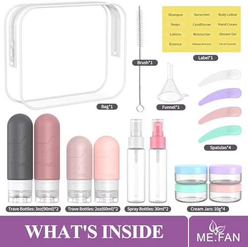 ME.FAN 18 Pack Travel Bottles for Toiletries, TSA Approved, Pink - Image 2