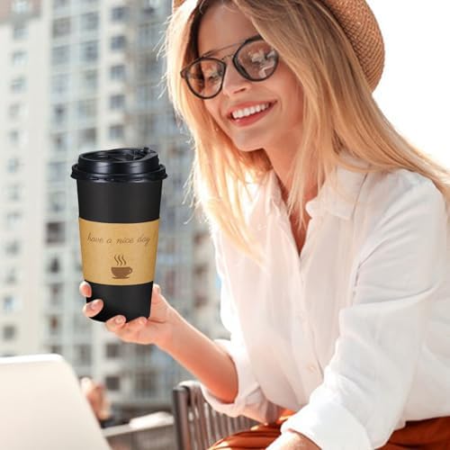 Lamosi 20 oz Coffee Cups 50 Pack, Disposable To Go Paper Cups with Lid - Image 4