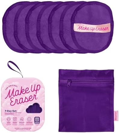 The Original MakeUp Eraser 7-Day Set, Erase All Makeup With Just Water, Including Waterproof Mascara, Eyeliner, Foundation, Lipstick, Sunscreen, and More! Queen Purple, 7ct. by Unknown