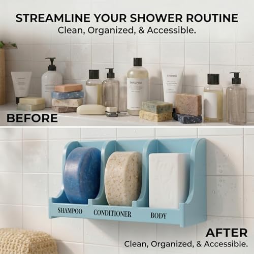 Soap Holder for Shower Wall, 3-Compartment Soap Dish [Patent Pending] - Image 5