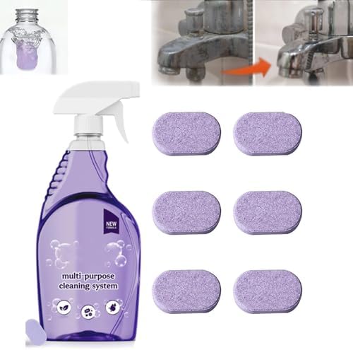 Cleaning Spray with Concentrated Cleaning Tablets, Multi Purpose Cleaning System, Cleaner for Instant Stain Removal (6 pcs) by Unknown