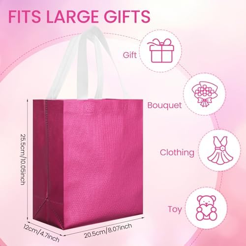 Eccliy 80 Pcs Reusable Gift Bags, Medium, Hot Pink - Image 5