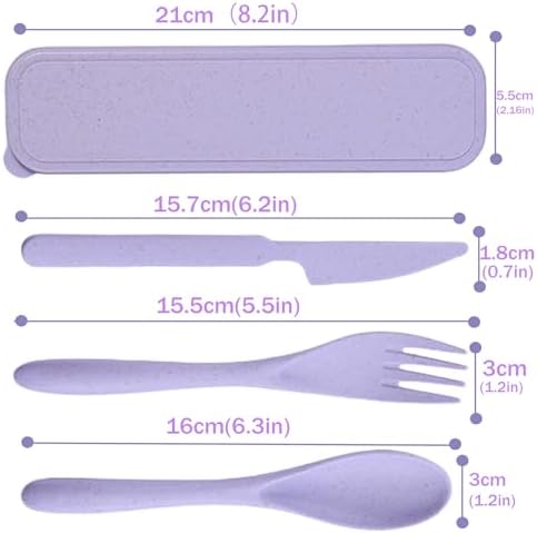Wheat Straw Travel Utensils 2pk Knife Fork Spoon Cutlery with Storage Case - Image 2