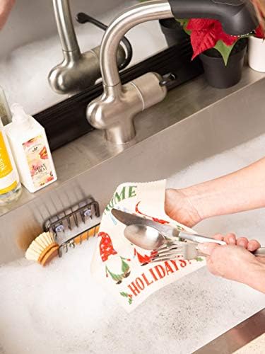 DII Swedish Dishcloths for Kitchen & Cleaning, Reusable, Machine Washable & Dishwasher Safe, Biodegradable, 7.75 x 6.75, Gnome Holidays, 3 Piece - Image 2