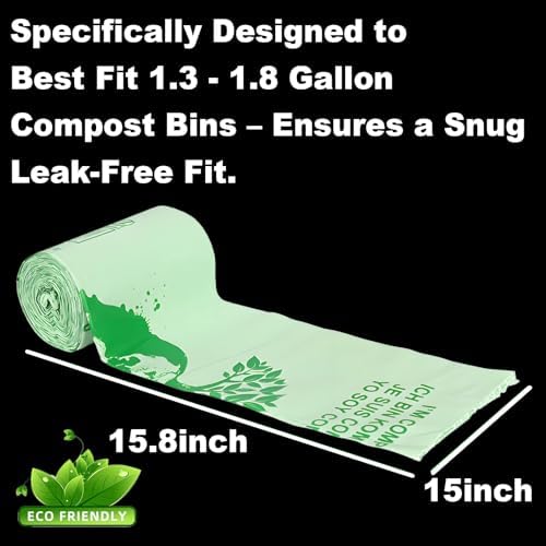 Handle Tie Compostable Food Scrap Bags For Counter Top Compost Bin, Small Compost Bags, 100 Count, 10 Liter Small Kitchen Food Scrap Waste Bags for Compost - Image 5