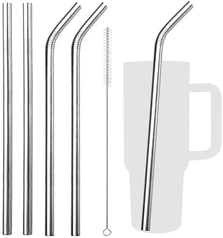 VEHHE 4 Pack 12.5-inchs Long Reusable Straws, Stainless Steel Straws by VEHHE