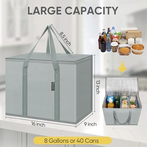 BALEINE Insulated Reusable Grocery Bags with Zippered Top, Large Cooler Bag - Image 5