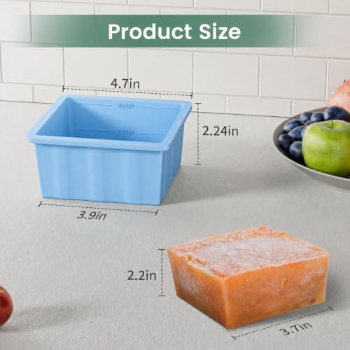 Silicone Freezer Tray for Soup Ice Cubes: 2-Cup Freezing Trays with Lid for Meal Prep - 4Pack Silicon Soup Portion Freeze Tray Make Stock Souped Ice Cube - Image 6