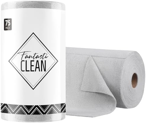 Fantasticlean Microfiber Cleaning Cloth Roll- 75 Sheets, 12" x 12" (Grey) by Fantasticlean