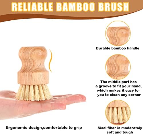 Nuenen 50 Packs Bamboo Dish Scrub Brush Set Sisal Kitchen - Image 5