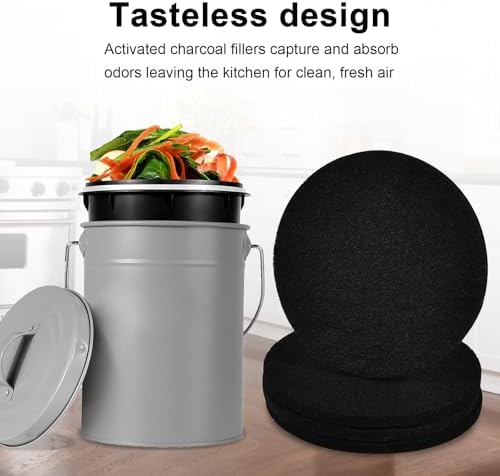 6Pcs 6.5 Inch Charcoal Filters for Kitchen Compost Bin, Replacement Activated Carbon Filters for Countertop Compost Pail Home Bucket Refill Sets, Round - Image 4