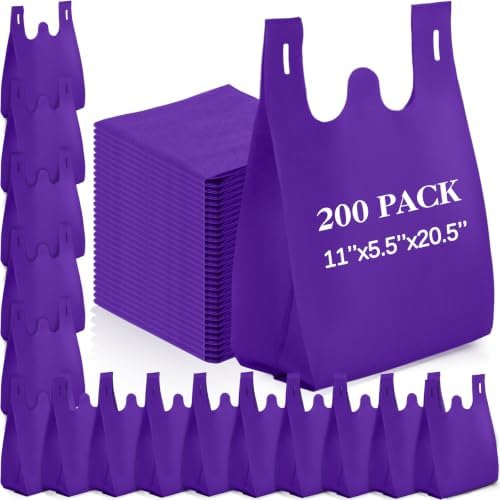 Windyun Large Grocery T-shirt Bags Bulk Reusable Non Woven Shopping Bag Foldable Gift Tote with Handle, 20.5x11x5.5 Inch by Windyun