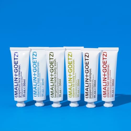 MALIN+GOETZ Best-Sellers Travel Kit | Six Everyday Essentials for Face, Body + Hair | Grapefruit Face Cleanser, Vitamin E Face Moisturizer, Peppermint Shampoo + More | Vegan, Travel-Friendly(6 x 1 oz) - Image 2