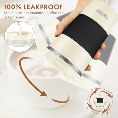 KETIEE 12oz Travel Mug: Vacuum Insulated Coffee Cup with Leakproof Lid - Image 4