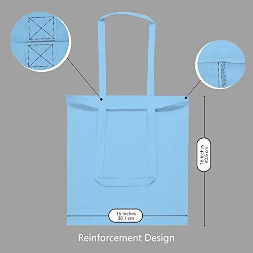 TOPDesign 12-Pack Economical 16"x15" Baby Blue Cotton Tote Bag, Lightweight Medium Reusable Grocery Shopping Cloth Bags, Suitable for DIY, Advertising, Promotion, Gift, Activity - Image 5