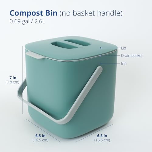 Blue Ginkgo Kitchen Compost Bin, 2.6L Countertop Compost Bin, Green - Image 2