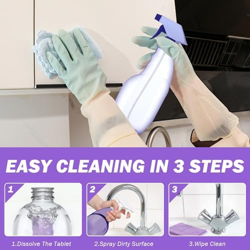 Bottle Cleaning Tablets, 500ml Cleaning Spray with 12PCS Concentrated All Purpose Cleaenr Refill, Multipurpose Cleaner Spray for Instant Stain Removal - Image 2