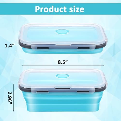4 Pack 40oz Collapsible Food Storage Containers Marinating Container with Lid Foldable Silicone Kitchen Bowls Microwave Freezer Dishwasher Safe, Blue - Image 2