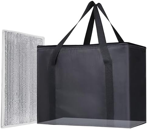 Bodaon 1PK Insulated Grocery Bags with Reinforced Baseboard, X-Large, Black by Bodaon