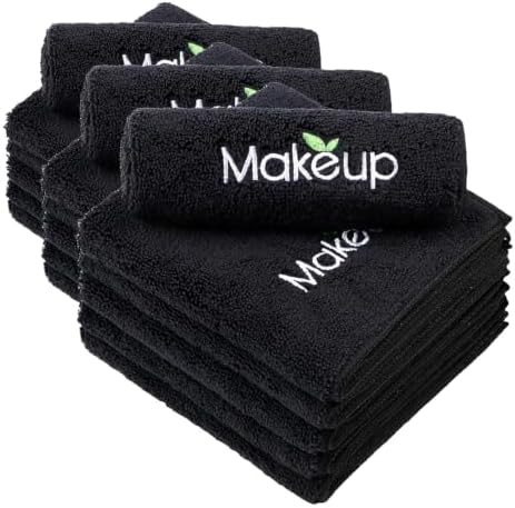 Orighty Microfiber Makeup Remover Cloths - Super Soft, Quick Dry Face Towels for Cleansing, 13 x 13 Inch, 6 Count, Black (Pack of 3) by AllRightinOrighty