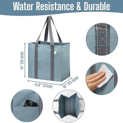 VENO 4 Pack Large Grocery Bag Reusable Shopping Bags with Hard Bottom - Image 2