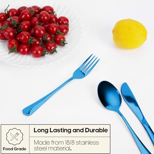 Travel Utensils with Case, Quatish Portable Silverware Set for Work, Stainless Steel Reusable Travel Cutlery, Fork and Spoon Set for Camping, Picnic, Gadgets, Lunch Box for Men, Christmas Gift, Blue - Image 2