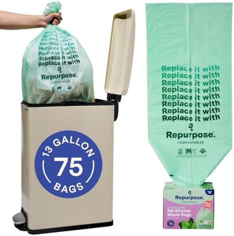 Repurpose 13 Gallon Compostable Kitchen Trash Bags, 75ct by Repurpose
