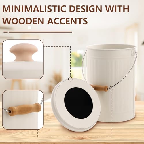 1.7 Gal Kitchen Compost Bin with Smell Proof Lid,Odorless Bin for Indoor Countertop,100% Rust Proof Compost Bucket with Non-Smell Charcoal Filter,Easy Cleaning and Looks Great On Any Kitchen Counter - Image 6