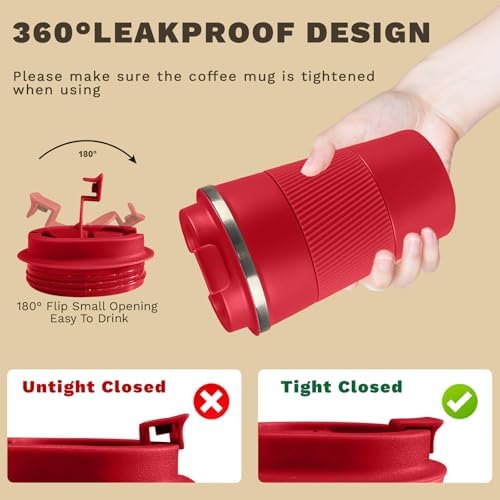Vacuum Insulated Stainless Steel Travel Coffee Mug,Leak Proof Cup with Lid - Image 5