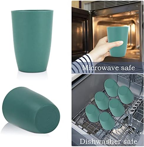 Wrova Wheat Straw Cups 6 PCS Good Alternative to Plastic Reusable Cups 20 oz Unbreakable Drinking Cup Reusable Dishwasher Safe Water Plastic Glasses Green - Image 5