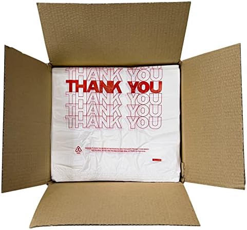 TashiBox 400Ct Plastic Bags with Handles, Thank You Bags by TashiBox