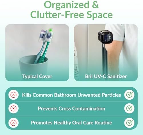 Bril UV-C Toothbrush Sanitizer and Holder, Wall Mounted, Rechargeable - Image 6