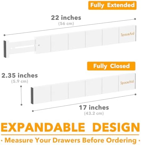 SpaceAid Bamboo Drawer Dividers with Inserts and Labels, Kitchen Adjustable Drawer Organizers, Expandable Organization for Home, Office, Dressers, 7 Dividers with 15 Inserts (17"-22" White) - Image 4