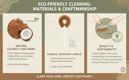3-Piece Kitchen Brush Set - Plastic Handle Bottle Cleaners for Cups, Jars & Mugs (Wide Mouth) - Brown Bristle Scrubbers for Dish Washing (Not for Narrow-Neck Bottles) - Image 5