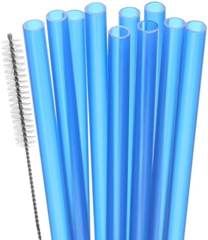 Dakoufish Replacement Straw for Stanley|Owala|Simple Modern 40oz 30oz Tumbler,10 Pack 12 Inch Dark Blue Reusable Straws With Cleaning Brush for Stanley Cup Accessorie,BPA Free,Dishwasher Safe by Dakoufish
