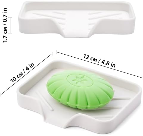 Silicone Soap Dish & Tray - Self Draining, Durable Rubber with Drainage - Kitchen & Shower Soap Holder - Image 2