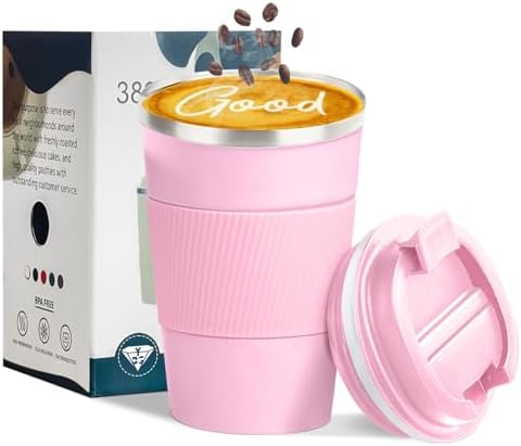 Insulated Travel Coffee Mug, Stainless Steel Coffee Cup with Leakproof Lid by YINBAOGE